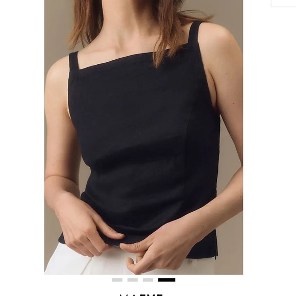 Anthropologie Black Square Neck Linen Top - Picture 2 of 8